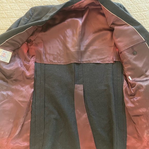 J. G. HOOK Vintage 80’s Subtle Stripe 2-Button Wool Suit in Charcoal Size 40 R - Picture 6 of 14